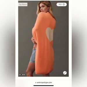 Anthropologie Pilcro Orange Heart Sweater cashmere